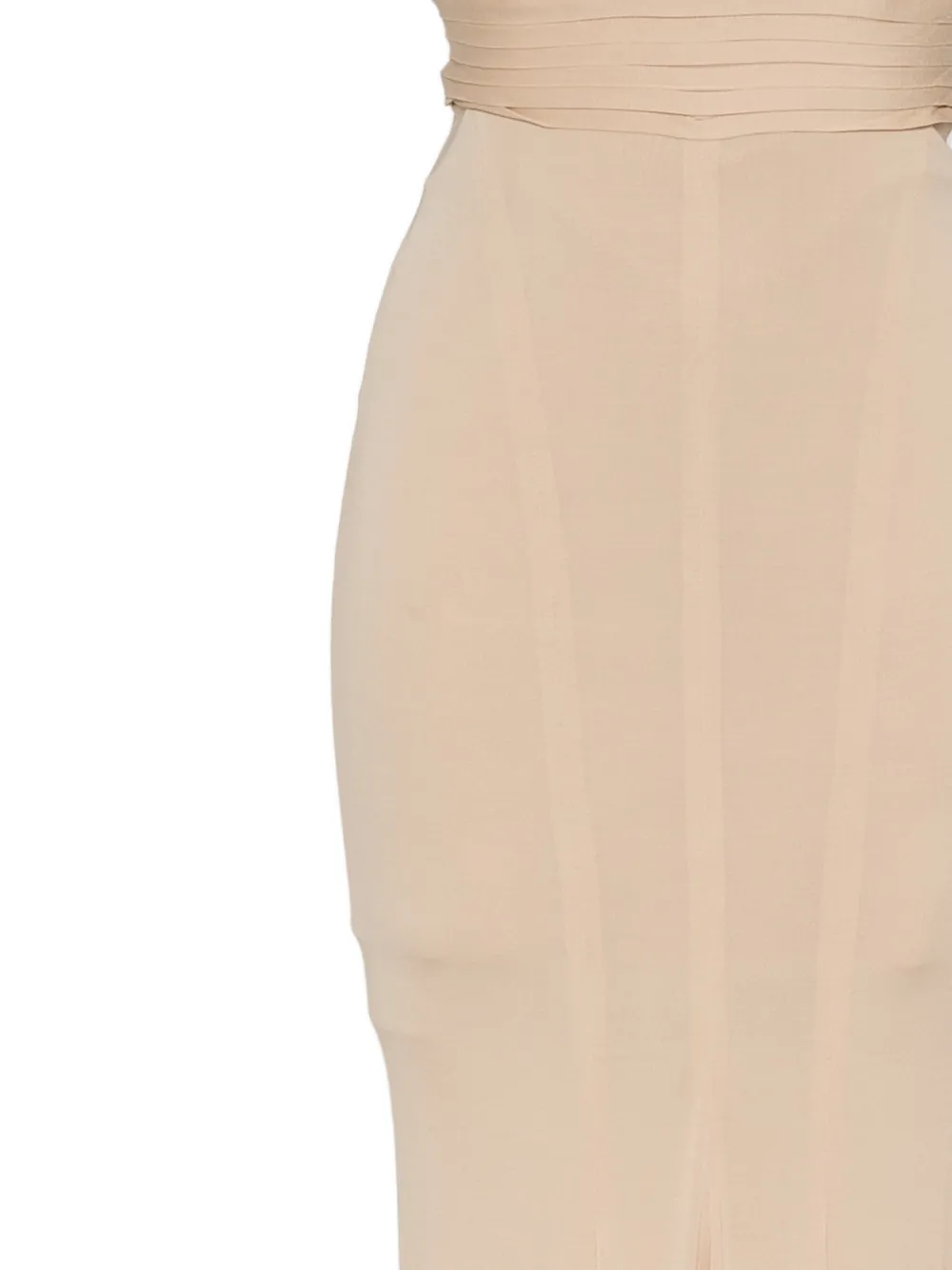 Herve L. Leroux plunge-neck ruched gown Beige