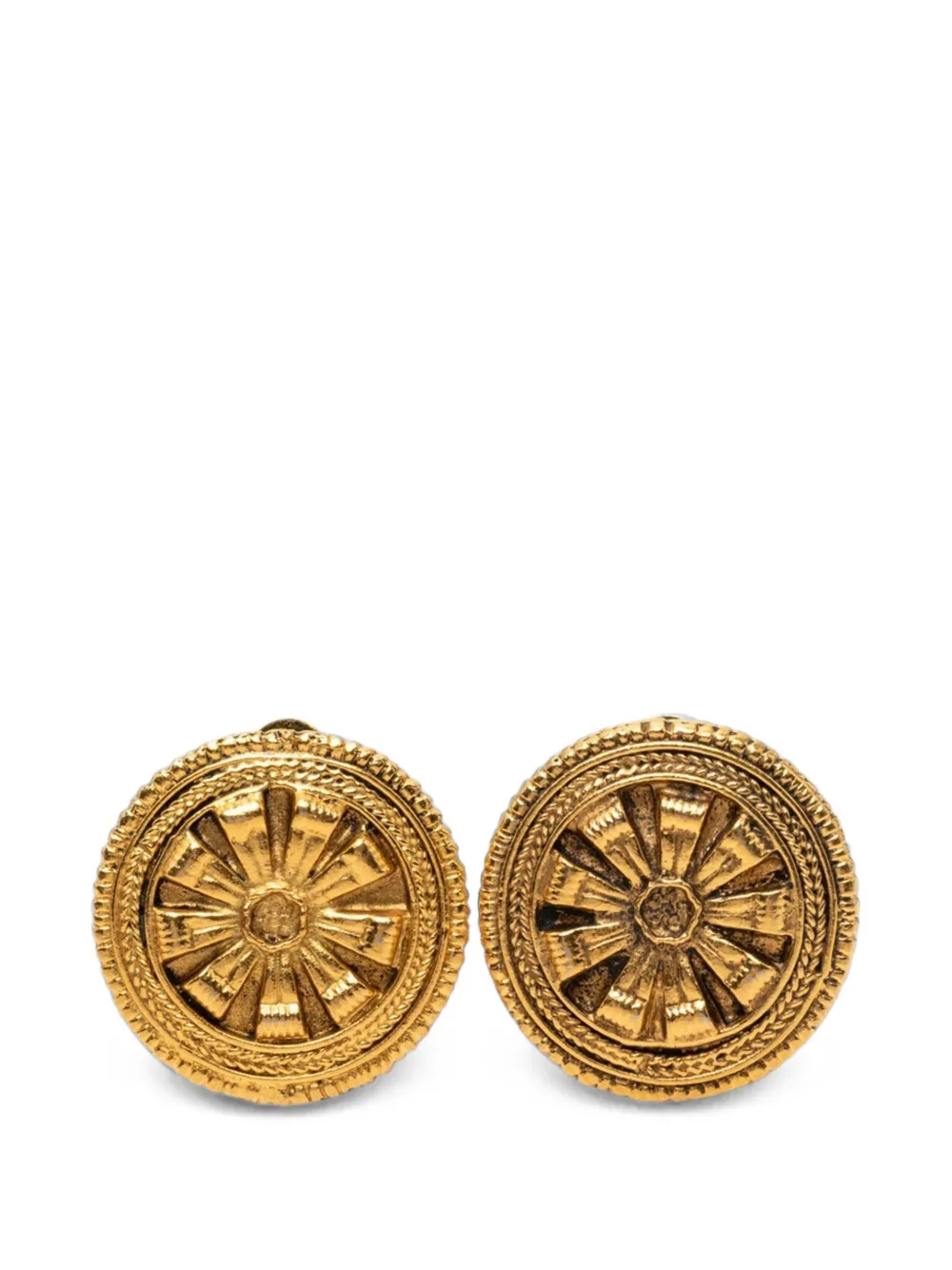 CHANEL Pre-Owned 1970-1980 vergoldete runde CC Blumen-Ohrclips