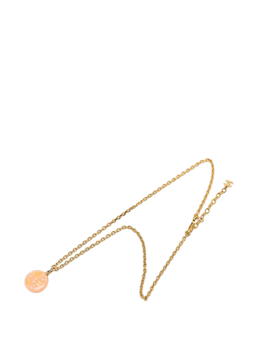 CHANEL Pre-Owned Collana CC con pendente in resina e perle sintetiche 2003 - Oro