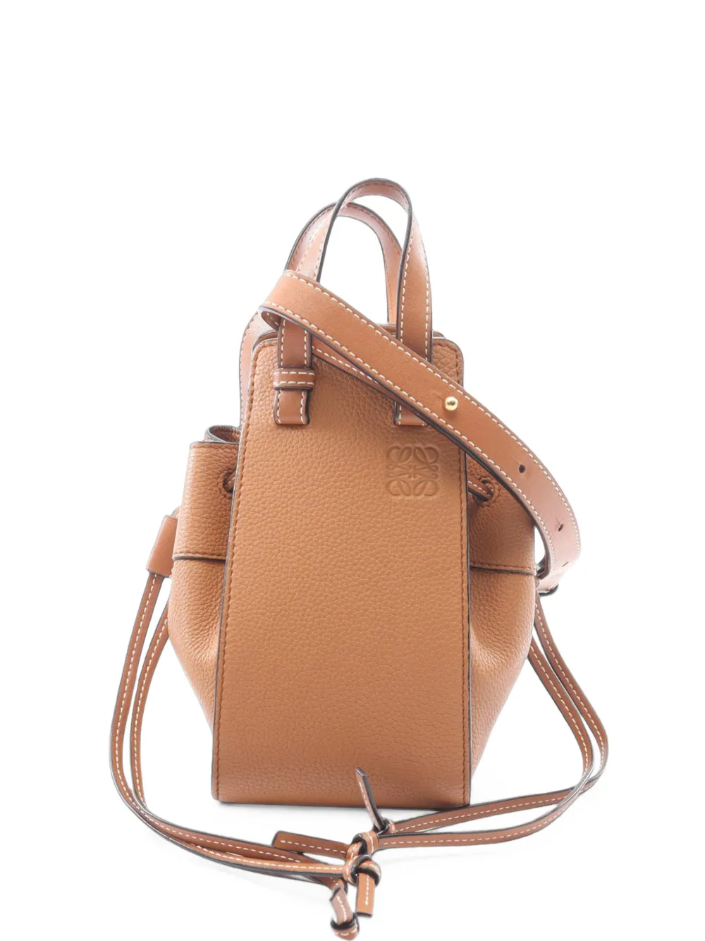 Loewe Pre-Owned 2010-2026 Mini Grained Calfskin Drawstring Hammock Bag satchel - Braun