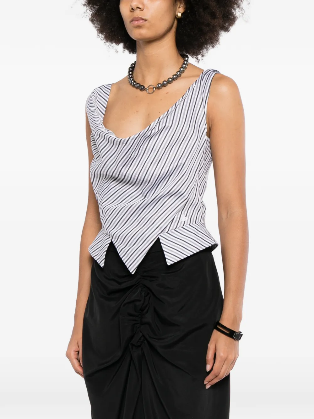 Vivienne Westwood Stripe-print Draped Top In 화이트