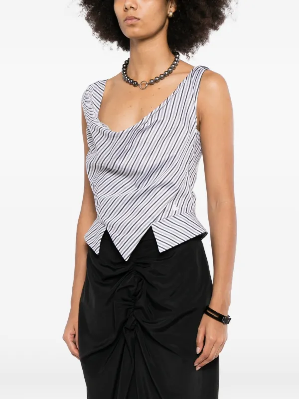Vivienne Westwood stripe-print Draped Top | White | FARFETCH