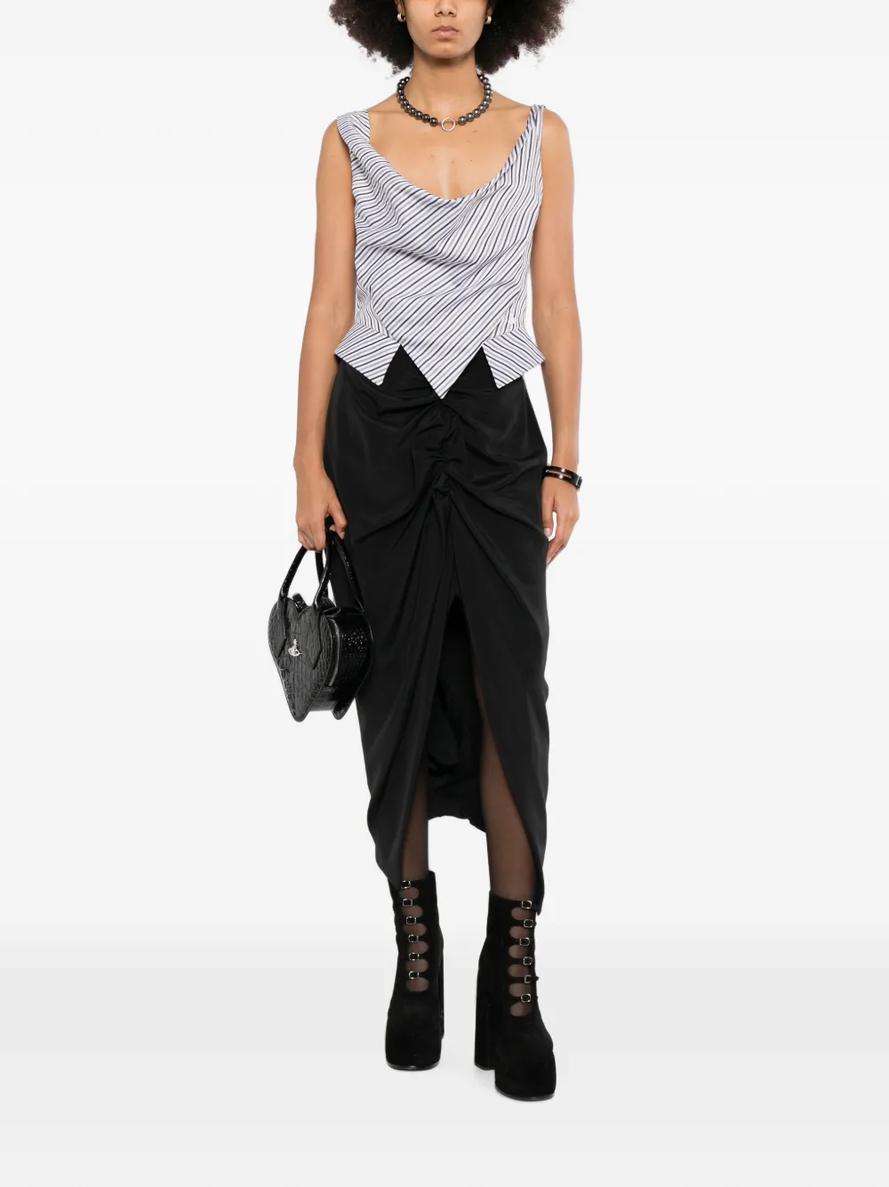 Vivienne Westwood Stripe-print Draped Top in White, view 2