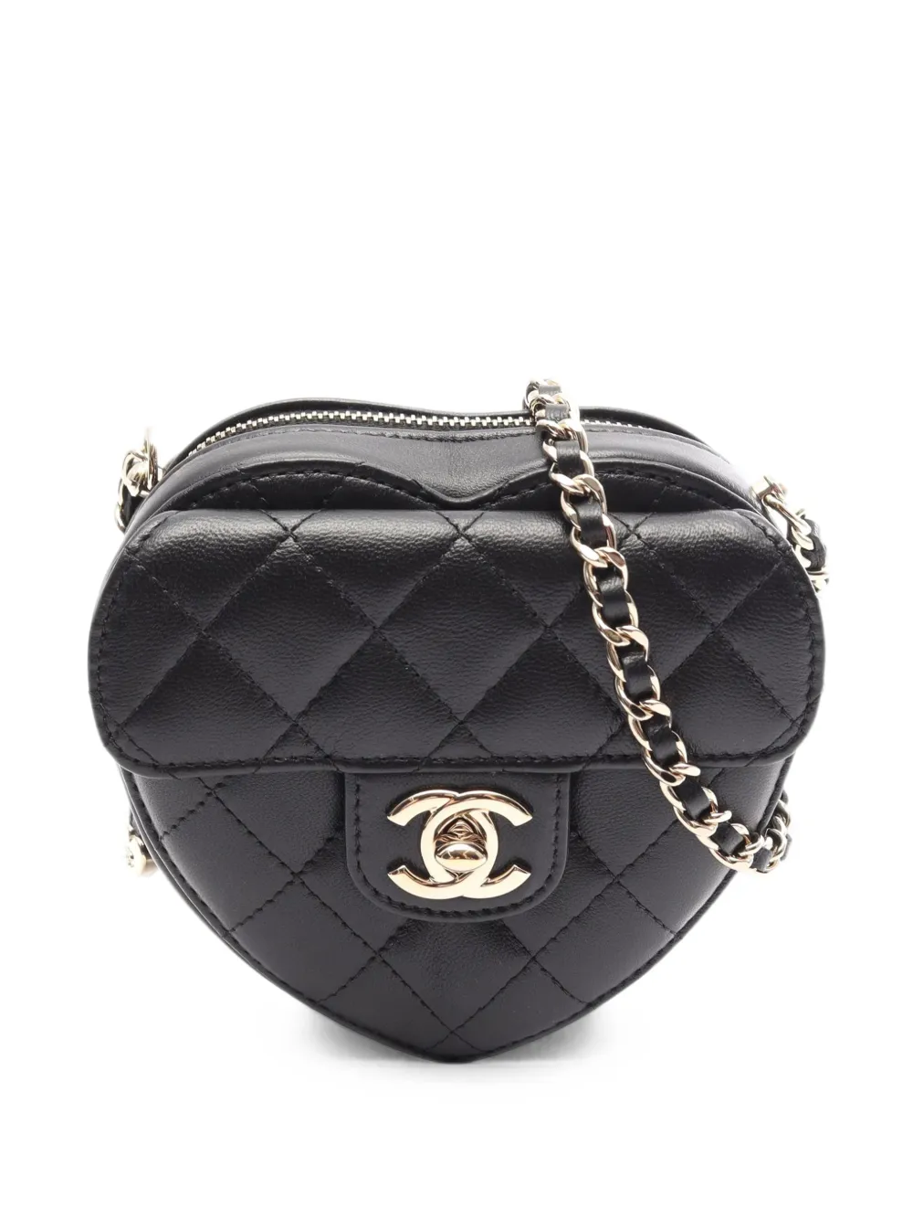 CHANEL Pre-Owned 2021-2026 Mini Lambskin CC in Love Heart crossbody bag - Schwarz