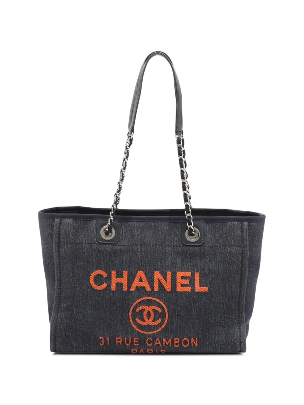 CHANEL Pre-Owned 2018-2019 Medium Denim Deauville Tote satchel - Blu