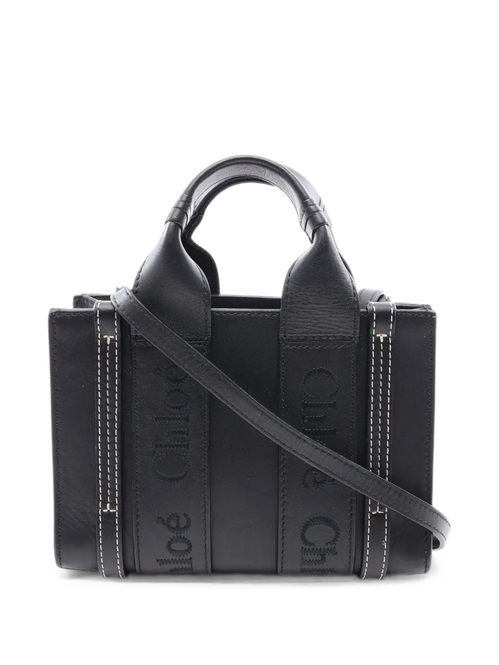 Chloé Pre-Owned Borsa a tracolla Woody mini in pelle 2010-2026 - Nero