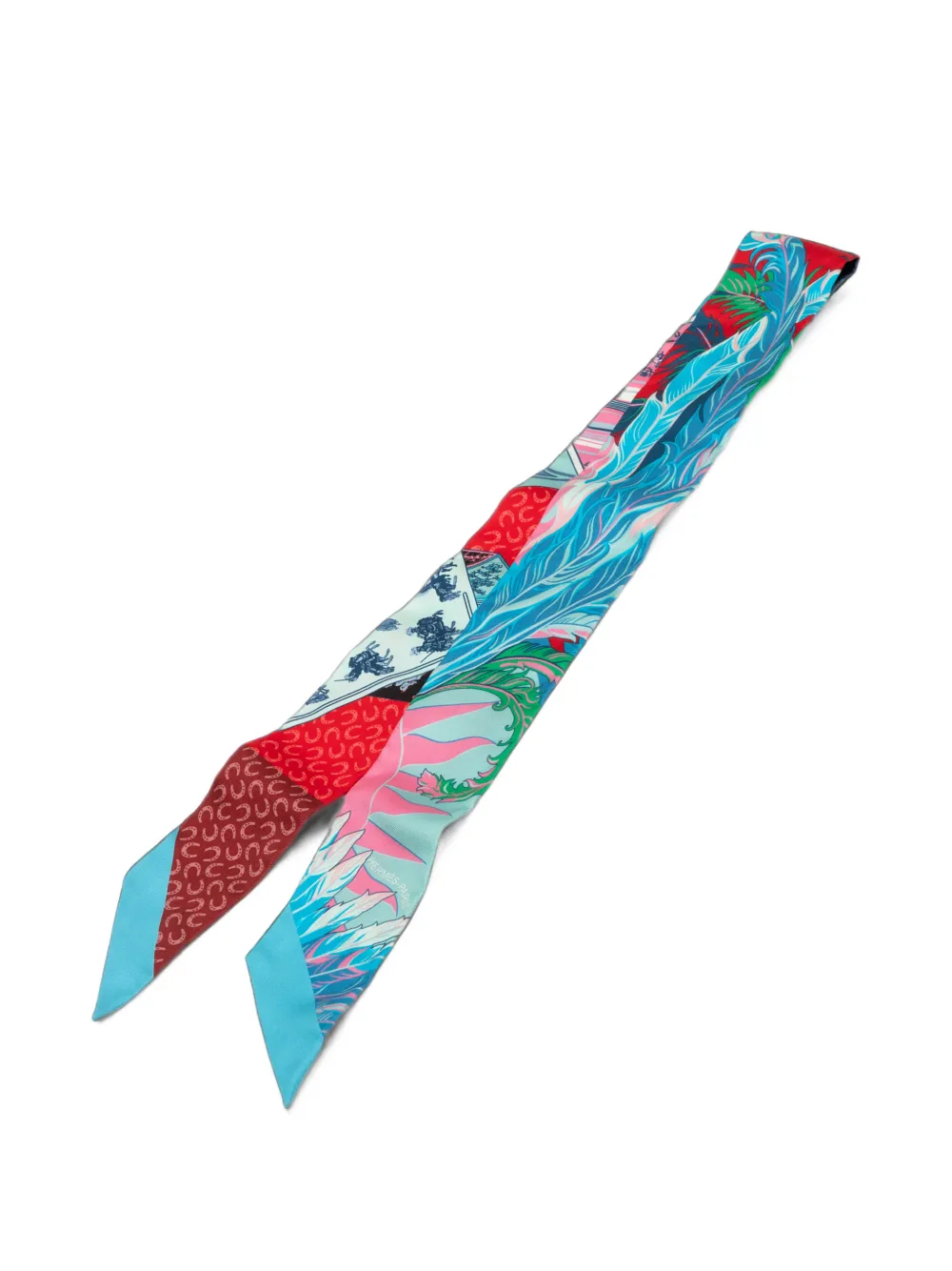 Hermès Pre-Owned 2010-2026 Cheval Phoenix Silk Twilly Scarf scarves - Blau