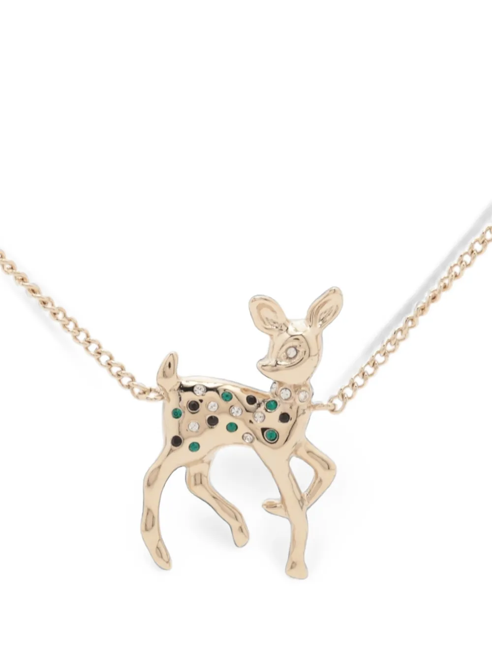 CHANEL Pre-Owned 2026 CC Gold Plated Faux Pearl and Strass Deer Pendant Necklace costume necklace - Oro