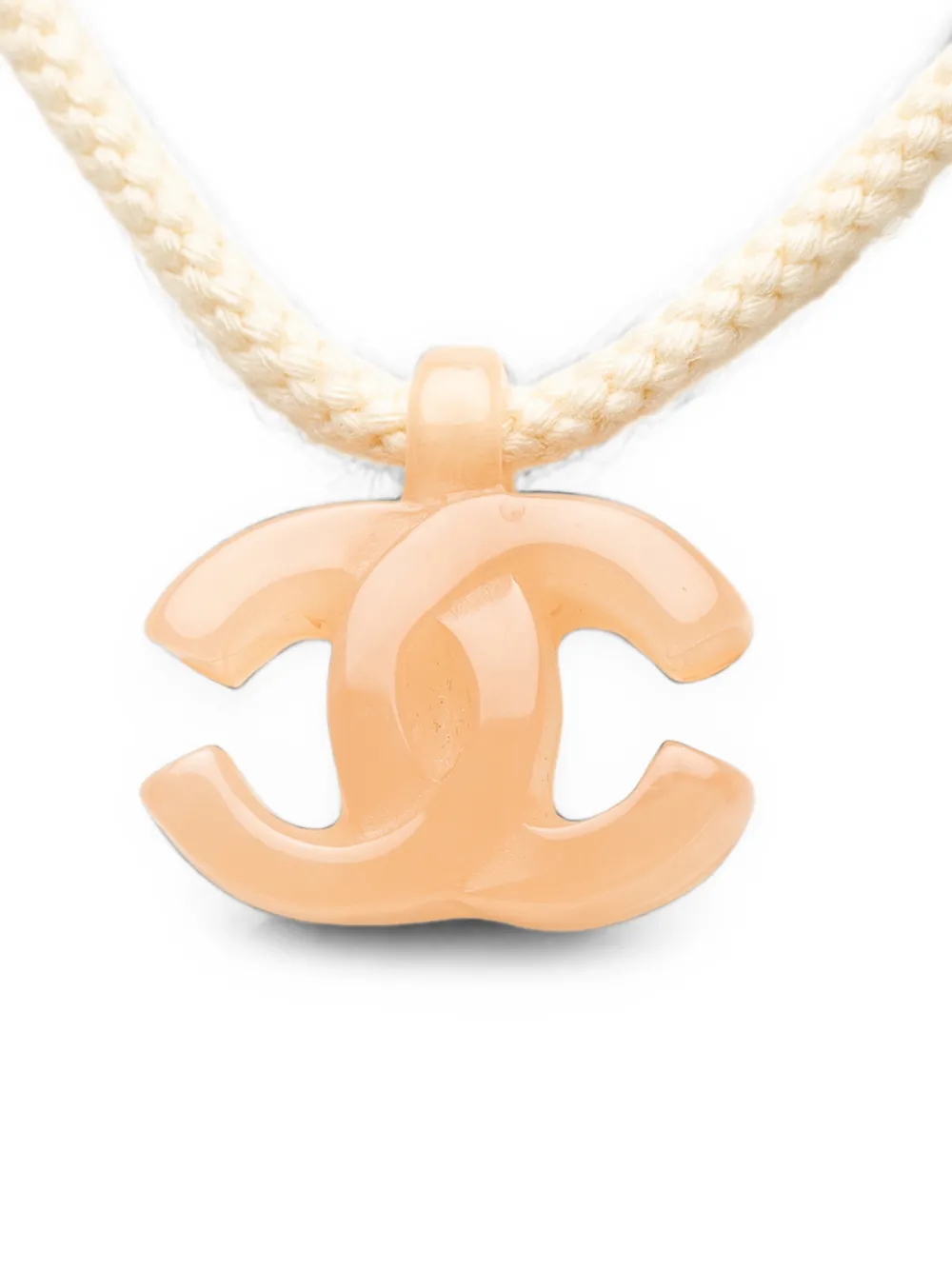 CHANEL Pre-Owned 2003 CC Halskette mit Kunstharz- und Kordelanhänger - Orange