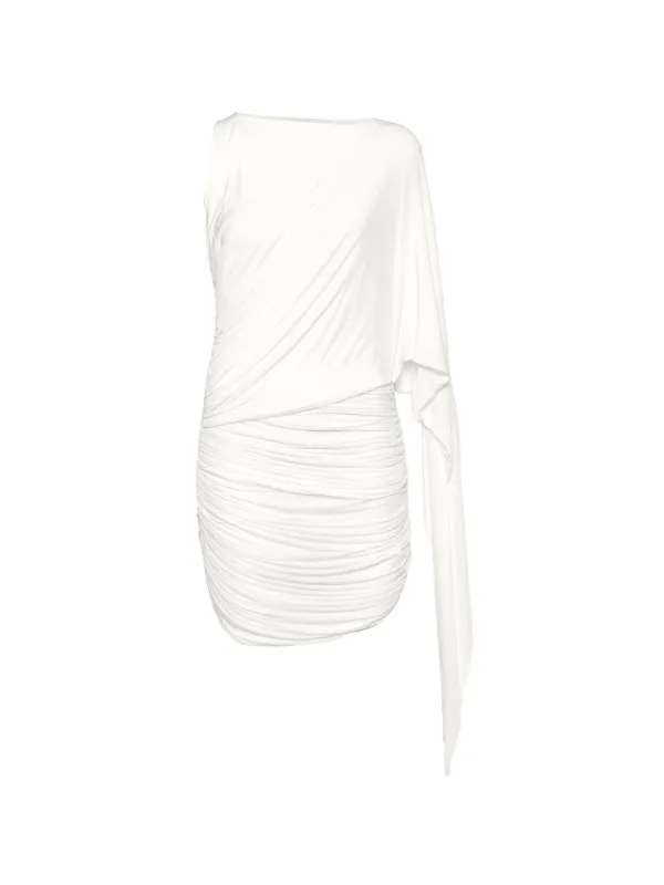 Alex Perry Drape-sleeve Mini Dress in White