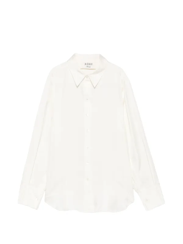 Róhe Silk Long-sleeve Shirt in Neutrals