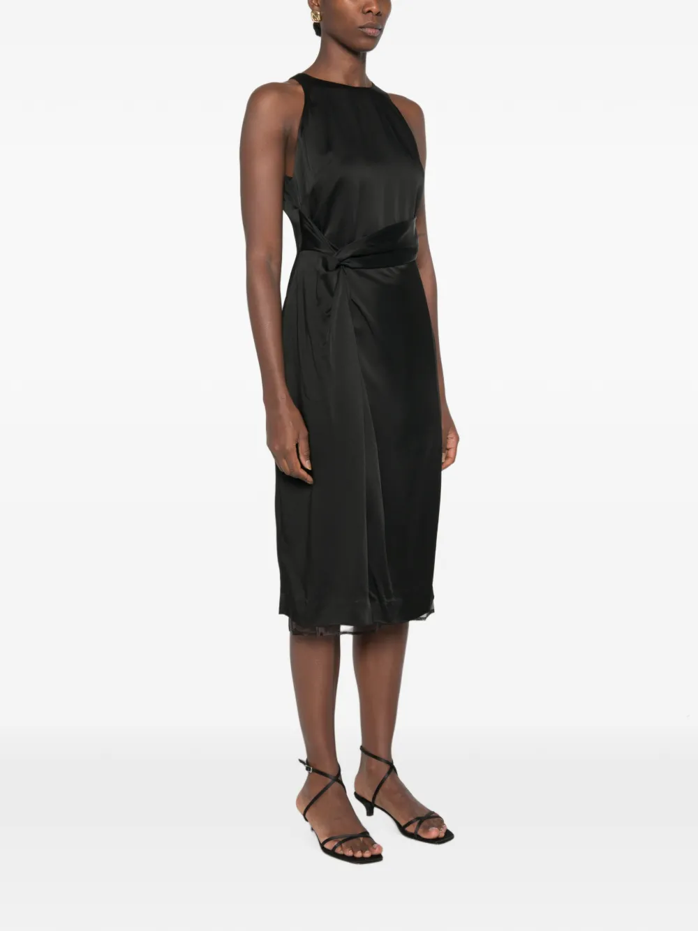 Róhe Twist-detail Sleeveless Midi Dress in Black, view 3