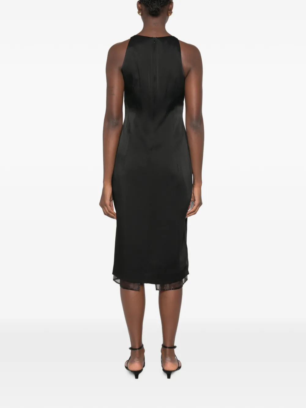 Róhe Twist-detail Sleeveless Midi Dress in Black, view 4