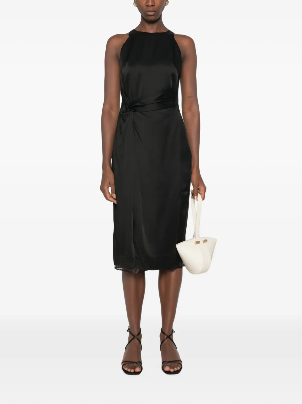 Róhe Twist-detail Sleeveless Midi Dress in Black, view 2