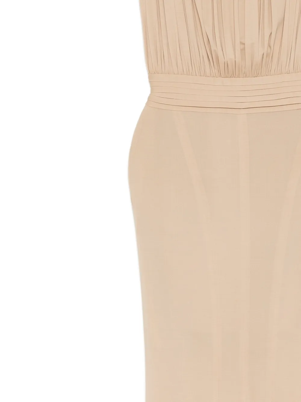Herve L. Leroux Gedrapeerde avondjurk Beige