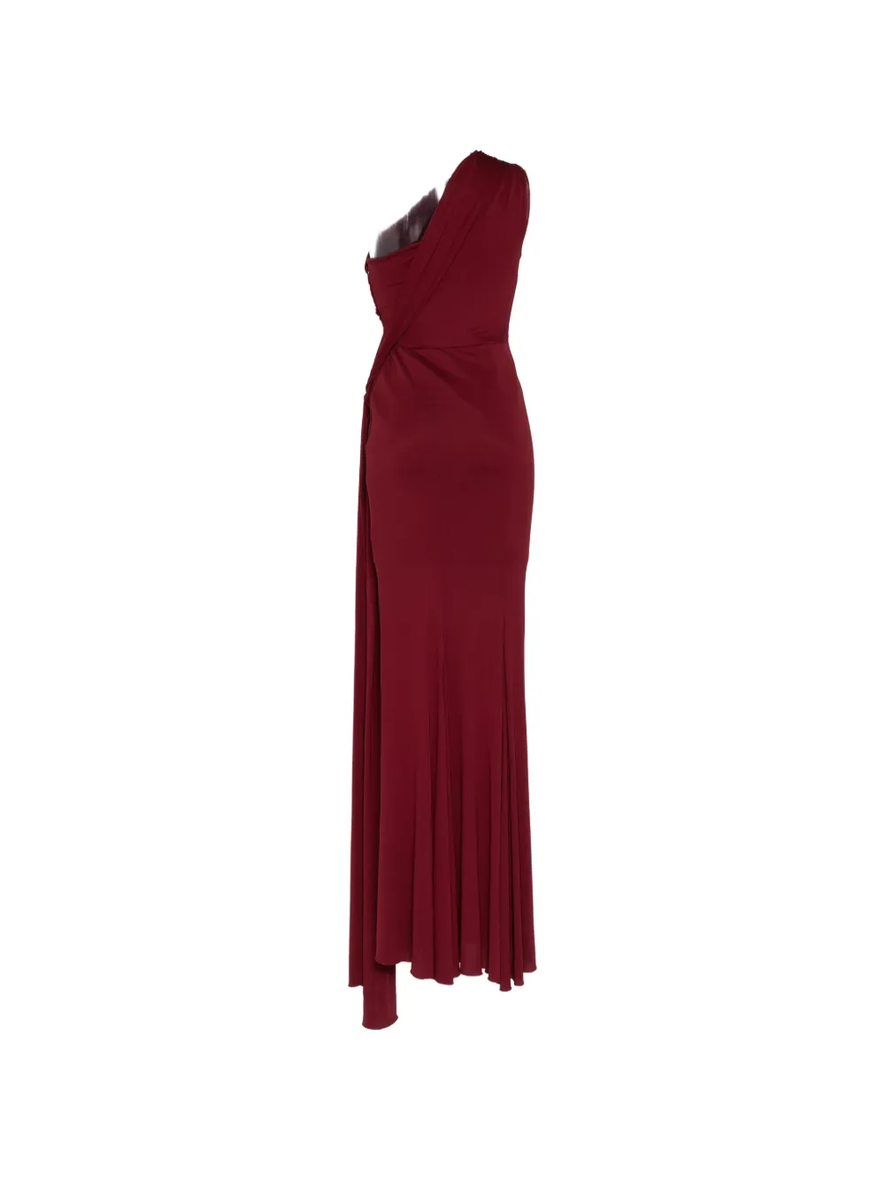 Herve L. Leroux draped asymmetric-neckline gown Rood