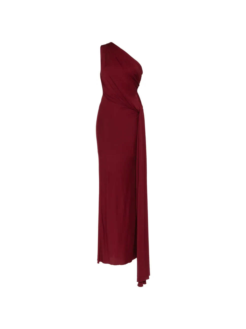Herve L. Leroux draped asymmetric-neckline gown Rood