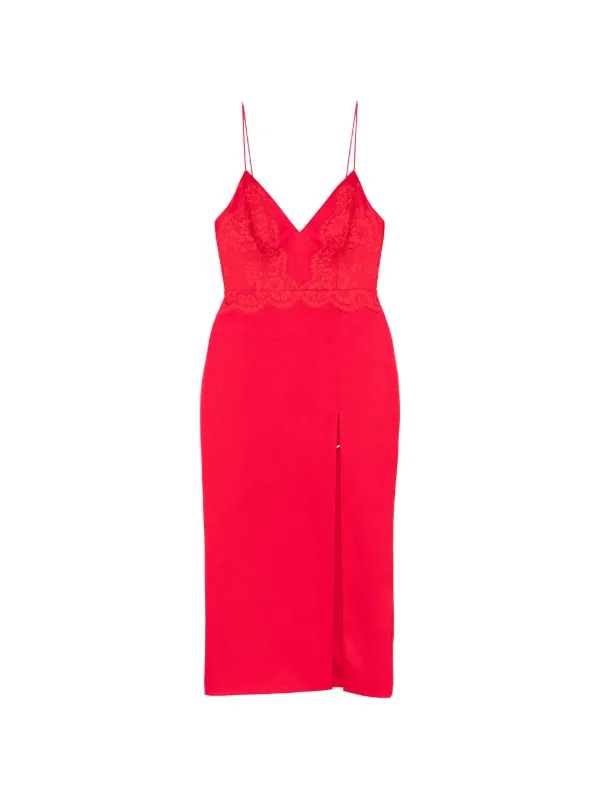 Alex Perry Lace Appliques Pencil Dress in Red