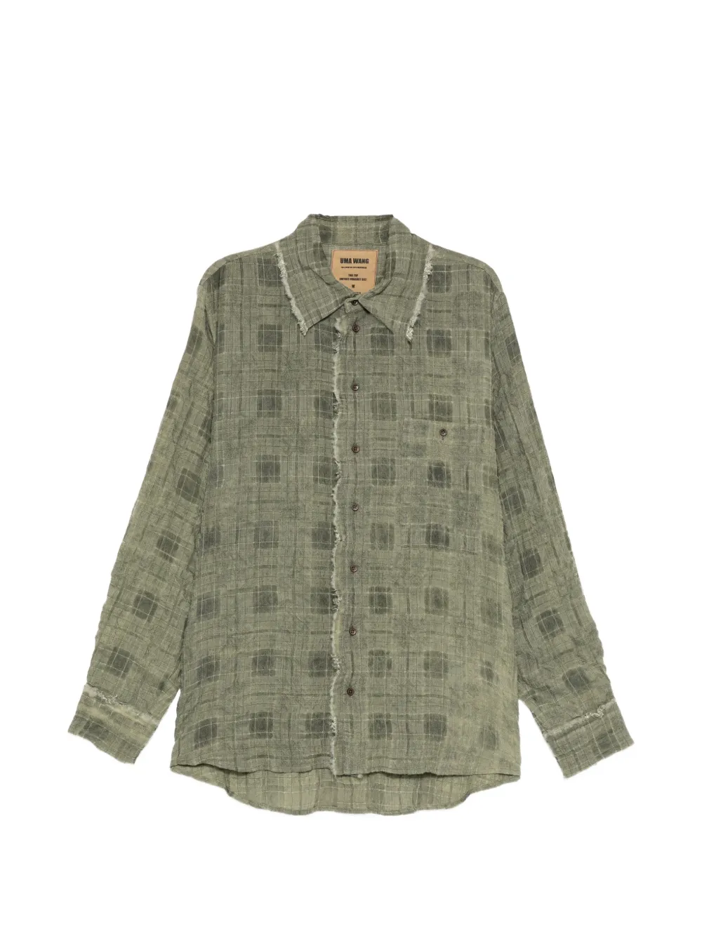 Uma Wang check frayed-edge shirt - Grün
