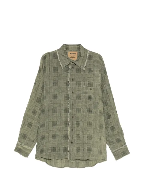 Uma Wang check frayed-edge shirt