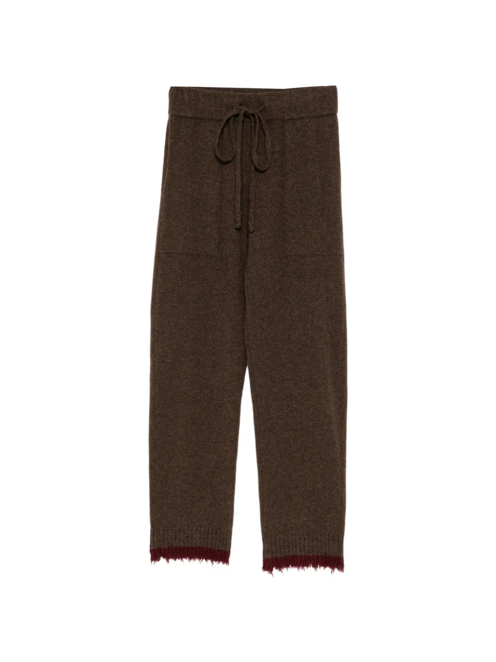 Uma Wang drawstring frayed-hem trousers - Marrone