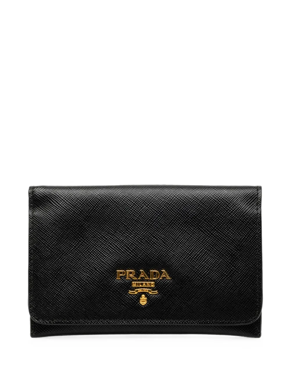 Prada Pre-Owned Portafoglio bi-fold piccolo in pelle Saffiano 2013-2026 - Nero