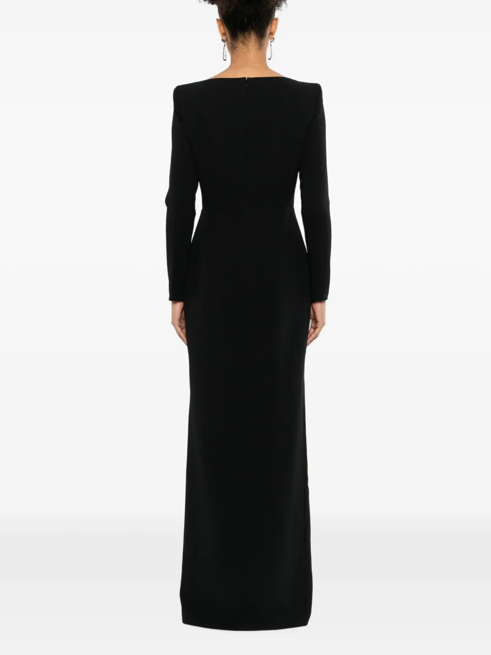 Alex Perry Boatneck Long Sleeves Gown in Black, view 4