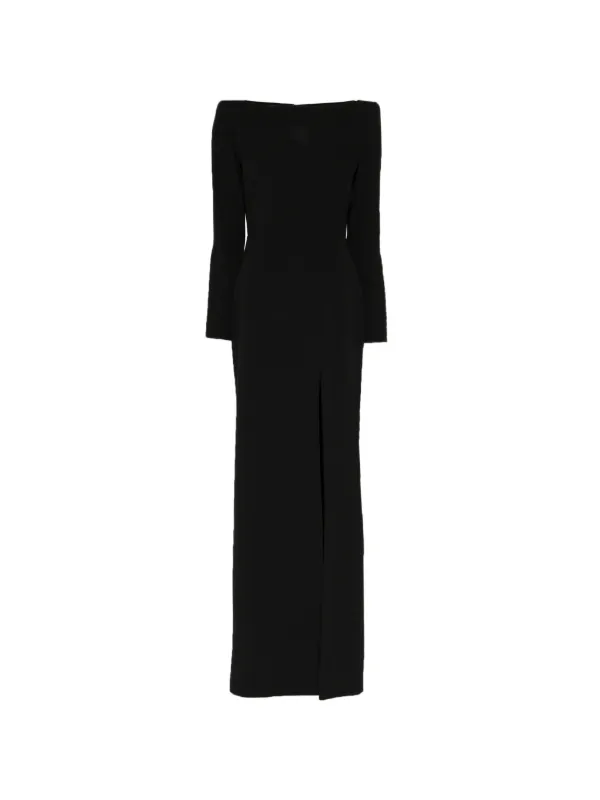 Alex Perry Boatneck Long Sleeves Gown in Black