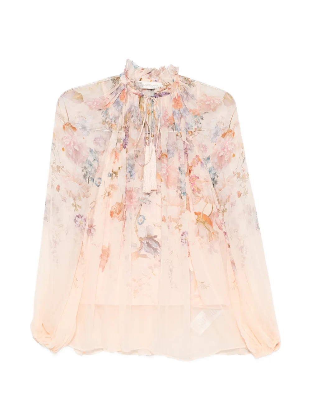 ZIMMERMANN floral-print ruffled blouse - Toni neutri