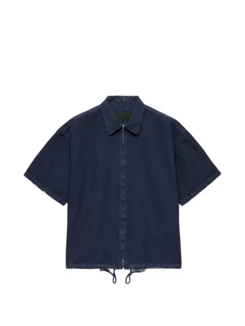 Prada short-sleeved cotton zipper shirt