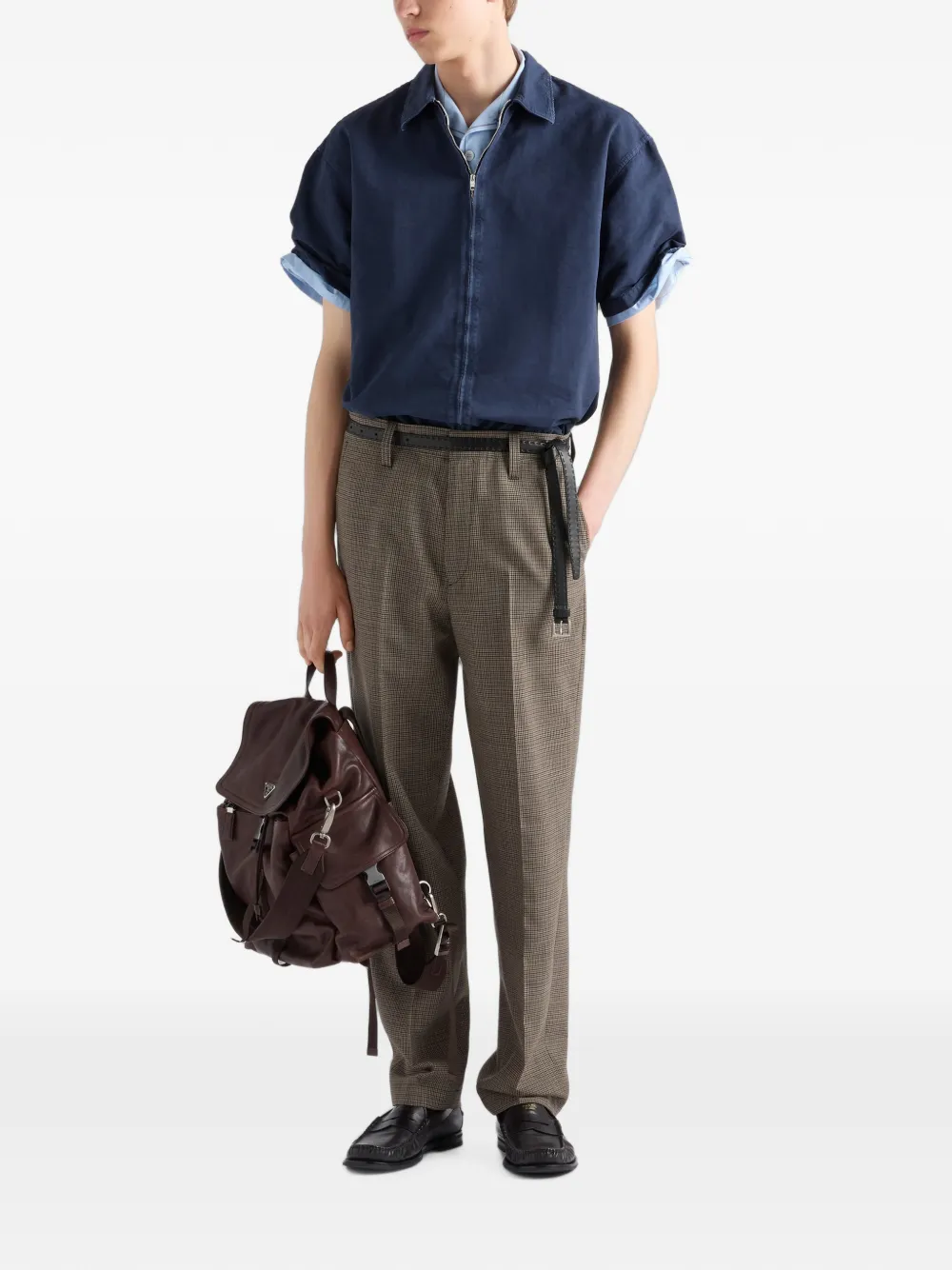 Prada Overhemd met korte mouwen en rits Blauw