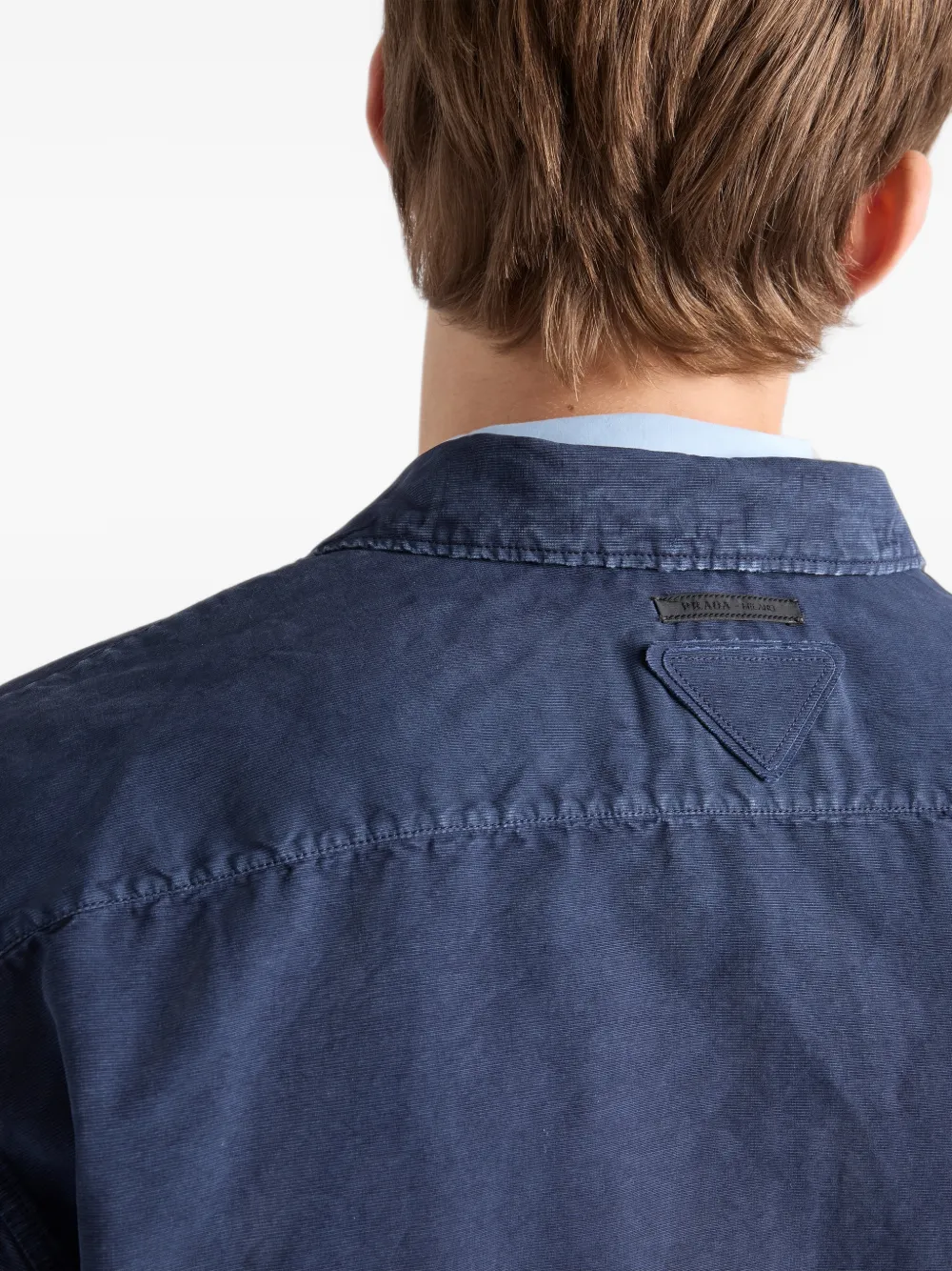 Prada Overhemd met korte mouwen en rits Blauw