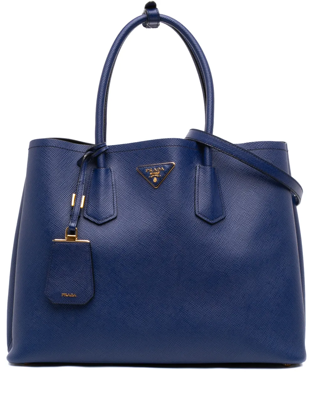 Prada Pre-Owned 2013-2026 Large Saffiano Cuir Double satchel - Blu
