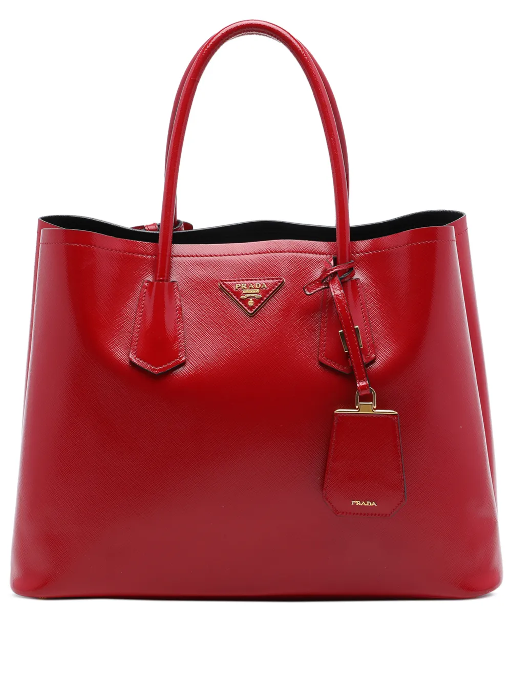 Prada Pre-Owned 2010-2026 Medium Saffiano Vernice Double satchel - Rot