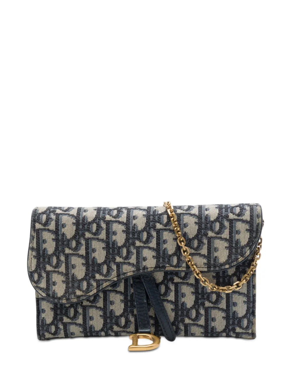 Christian Dior Pre-Owned 2019 Oblique Canvas Saddle Wallet On Chain crossbody bag - Blau