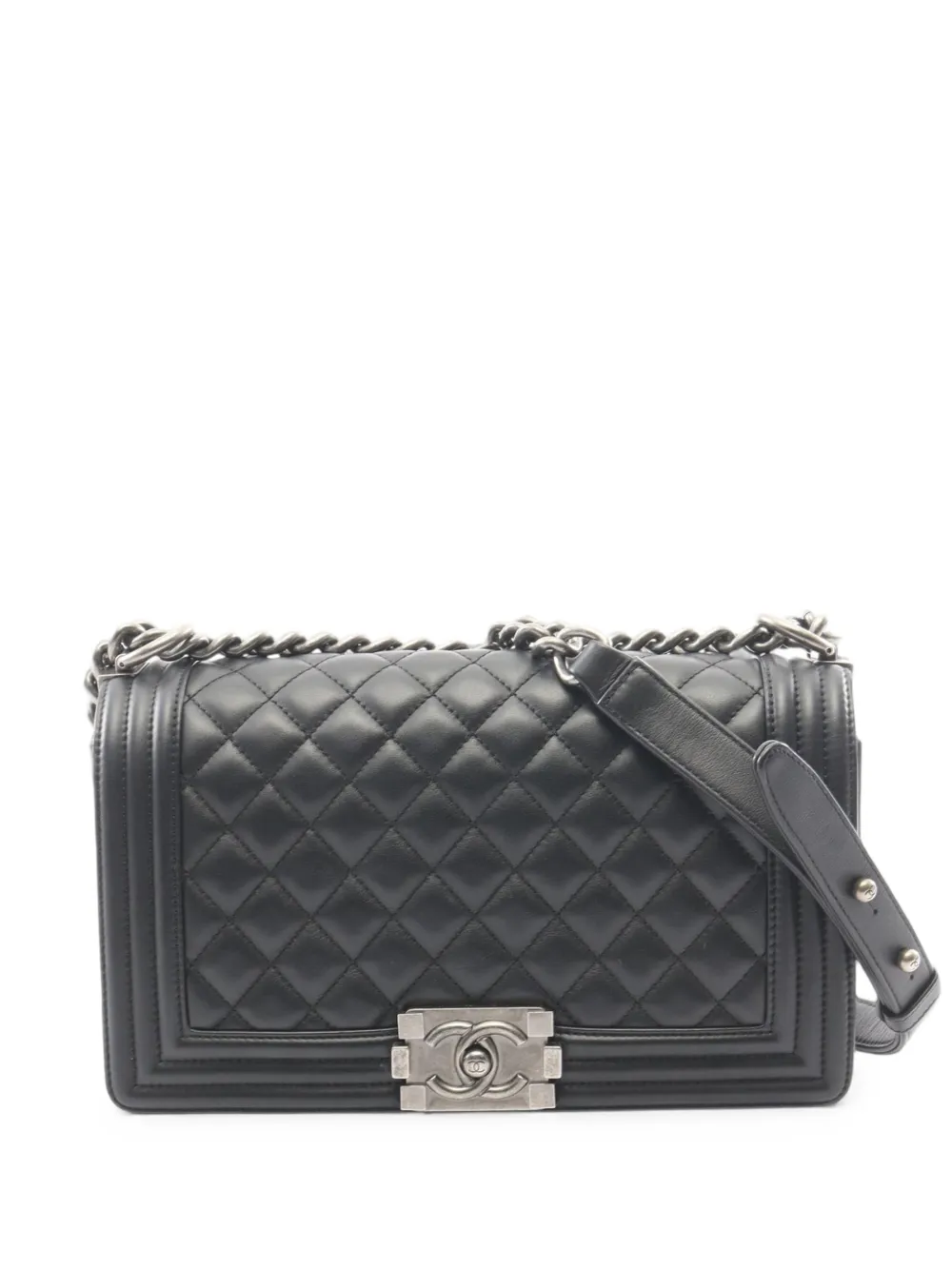 CHANEL Pre-Owned 2021-2026 Old Medium Quilted Lambskin Boy Flap crossbody bag - Nero