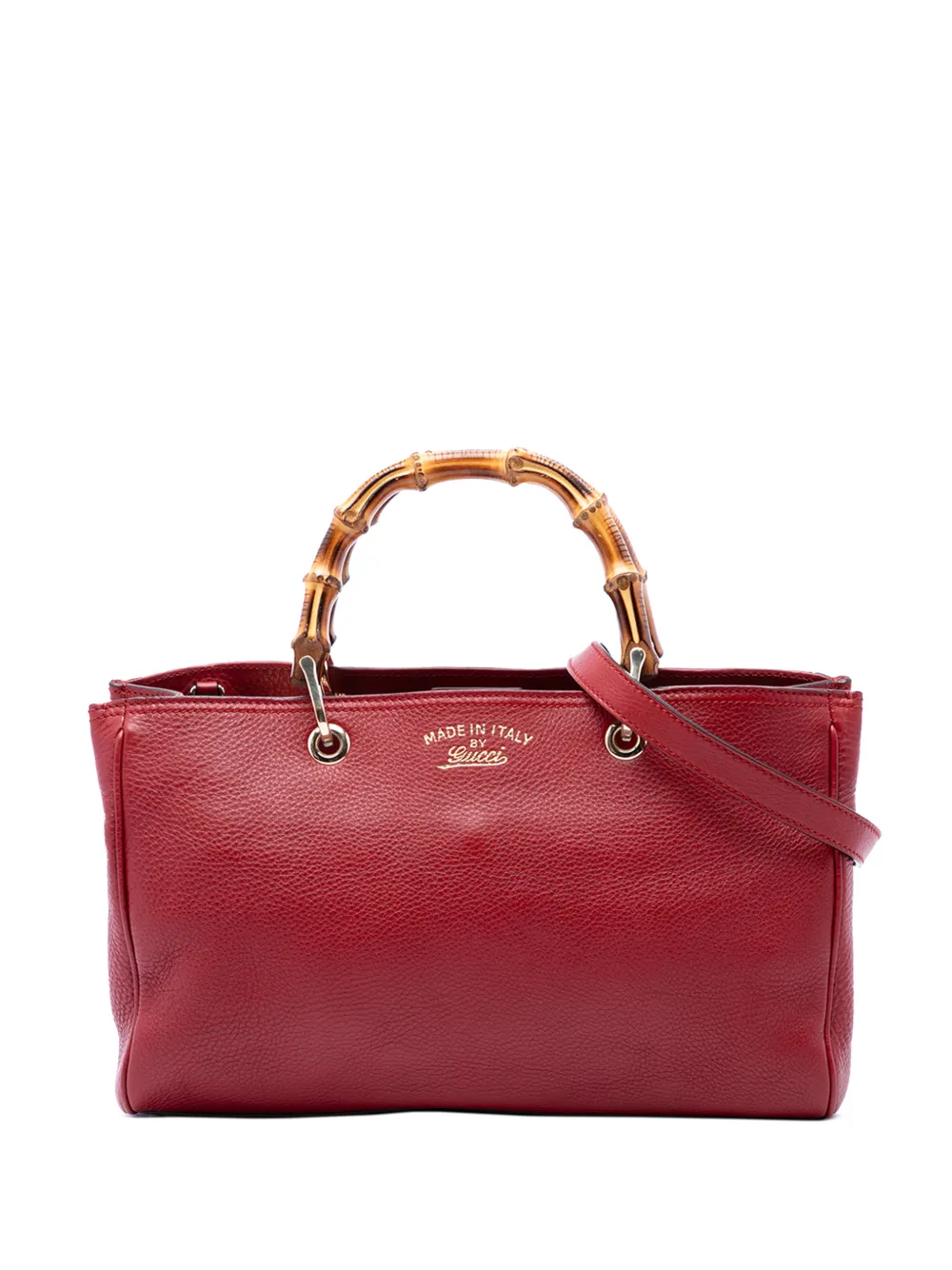 Gucci Pre-Owned 2016-2026 Medium Calfskin Bamboo Shopper satchel - Rosso