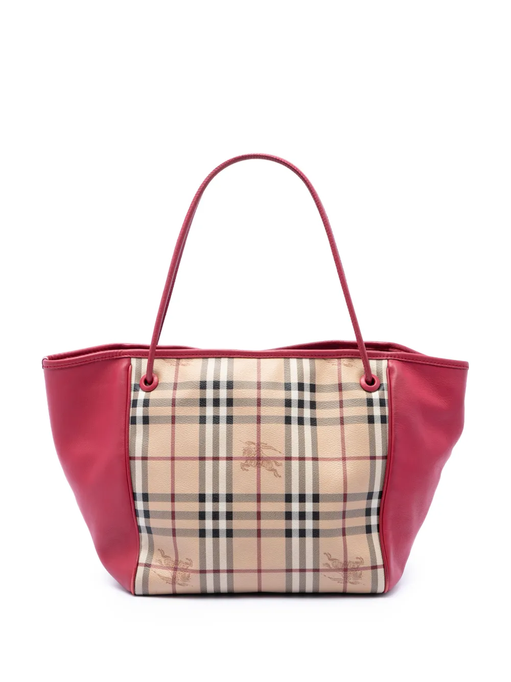 Burberry Pre-Owned 2000-2017 Small Haymarket Check Coated Canvas and Calfskin Canterbury tote bag - Nude