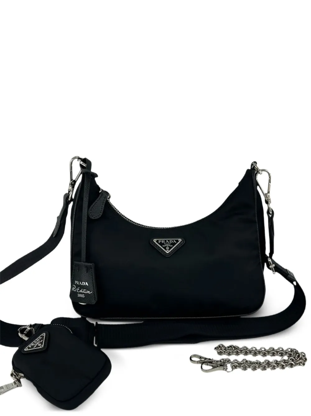 Prada Pre-Owned Borsa a tracolla Re Edition 2005 in Re-Nylon con finiture in pelle Saffiano 2000-2013 - Nero