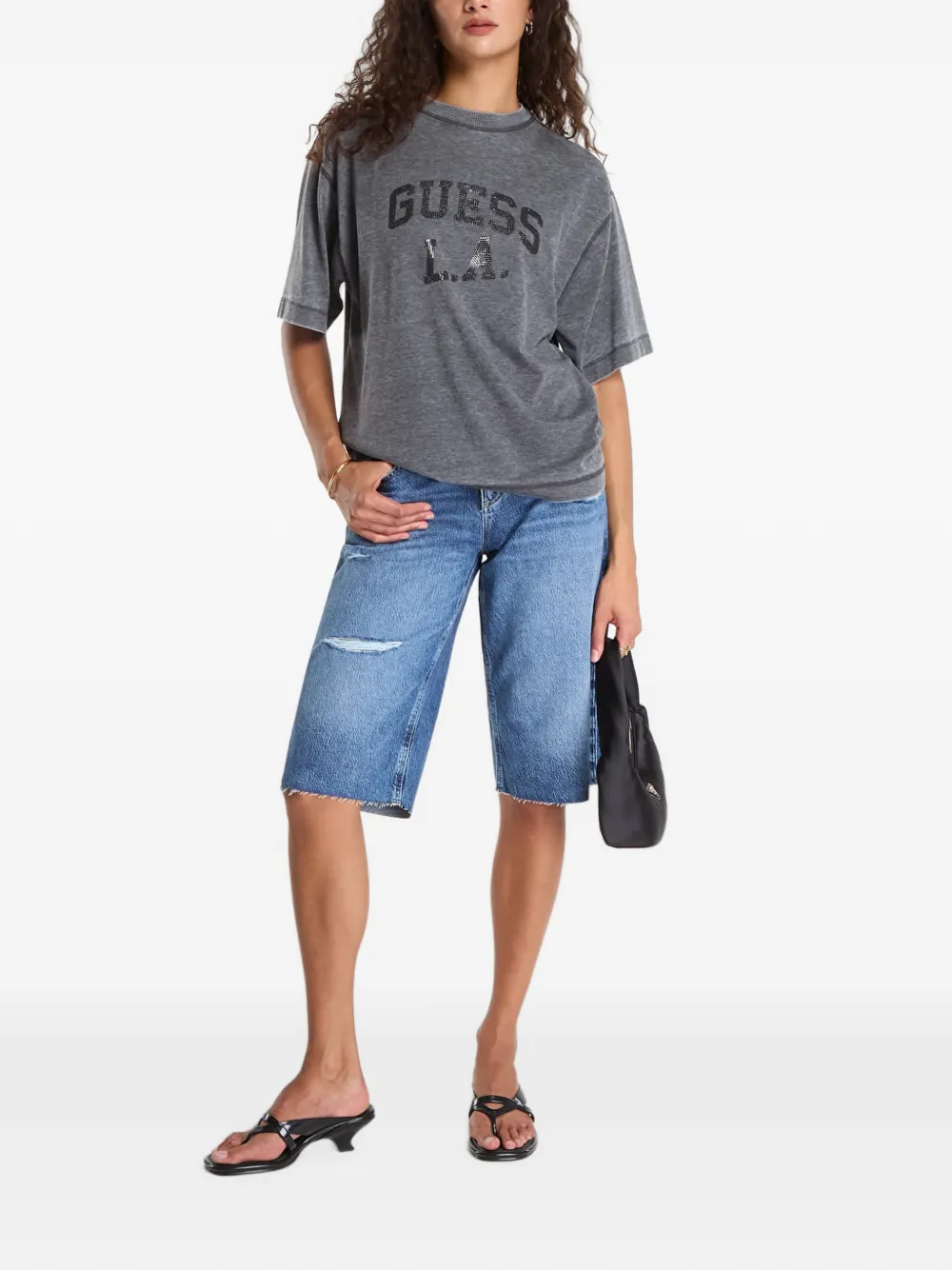 GUESS USA logo-print T-shirt Grijs