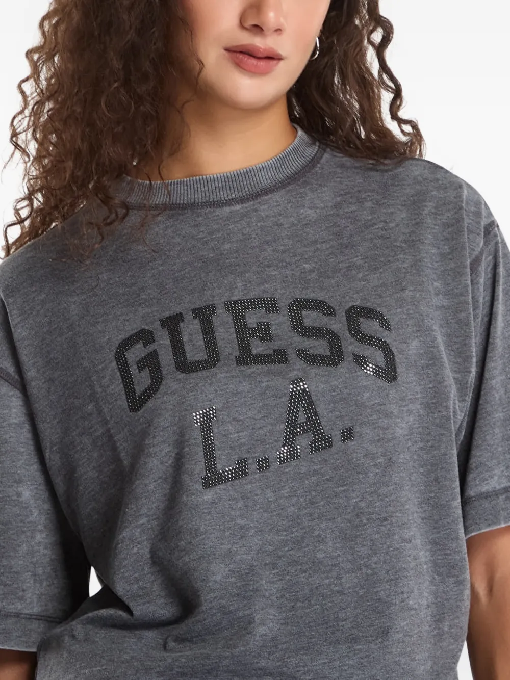 GUESS USA logo-print T-shirt Grijs