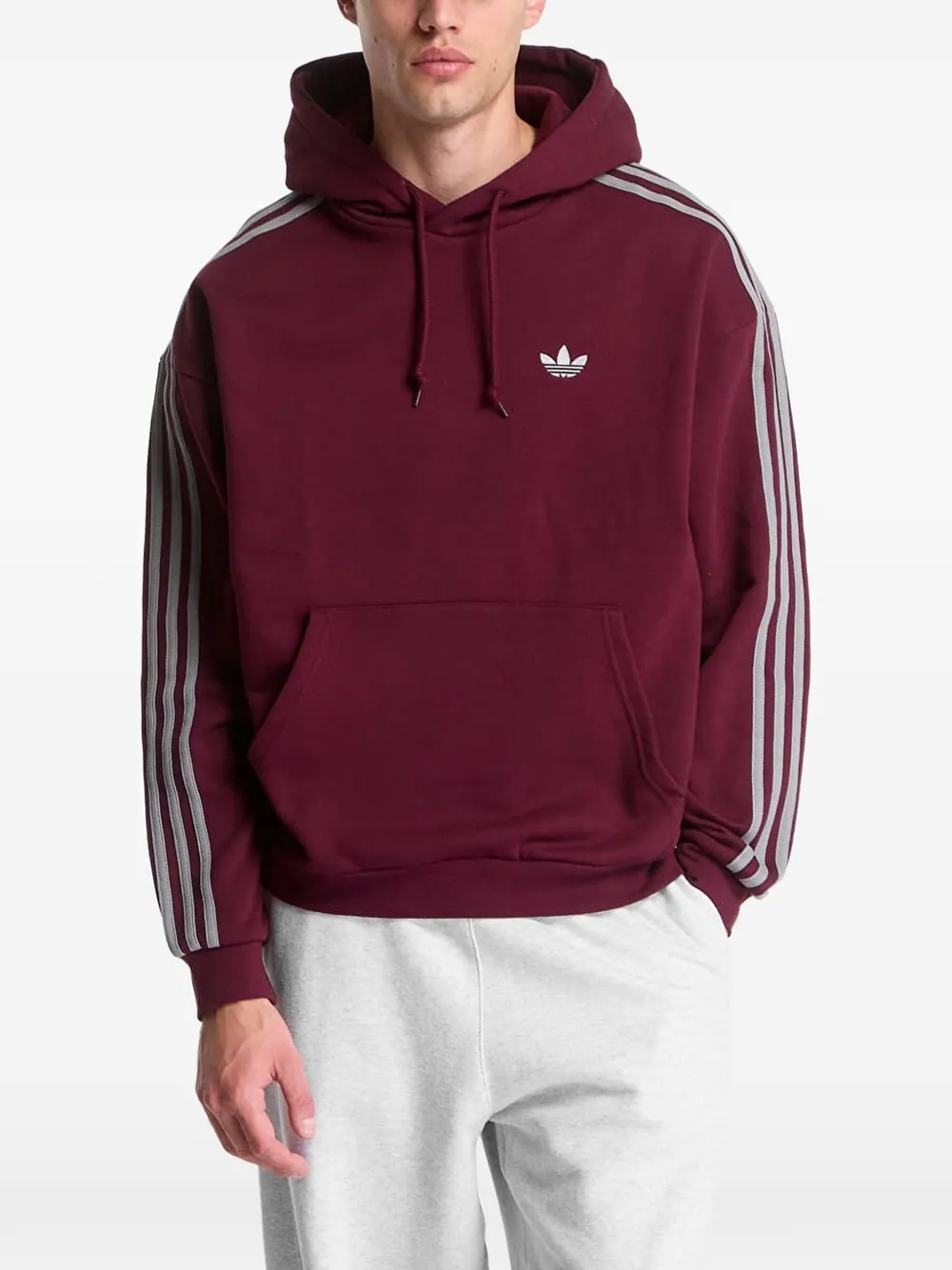 adidas Adicolor Classics 3-Stripes logo-embroidered hoodie Rood