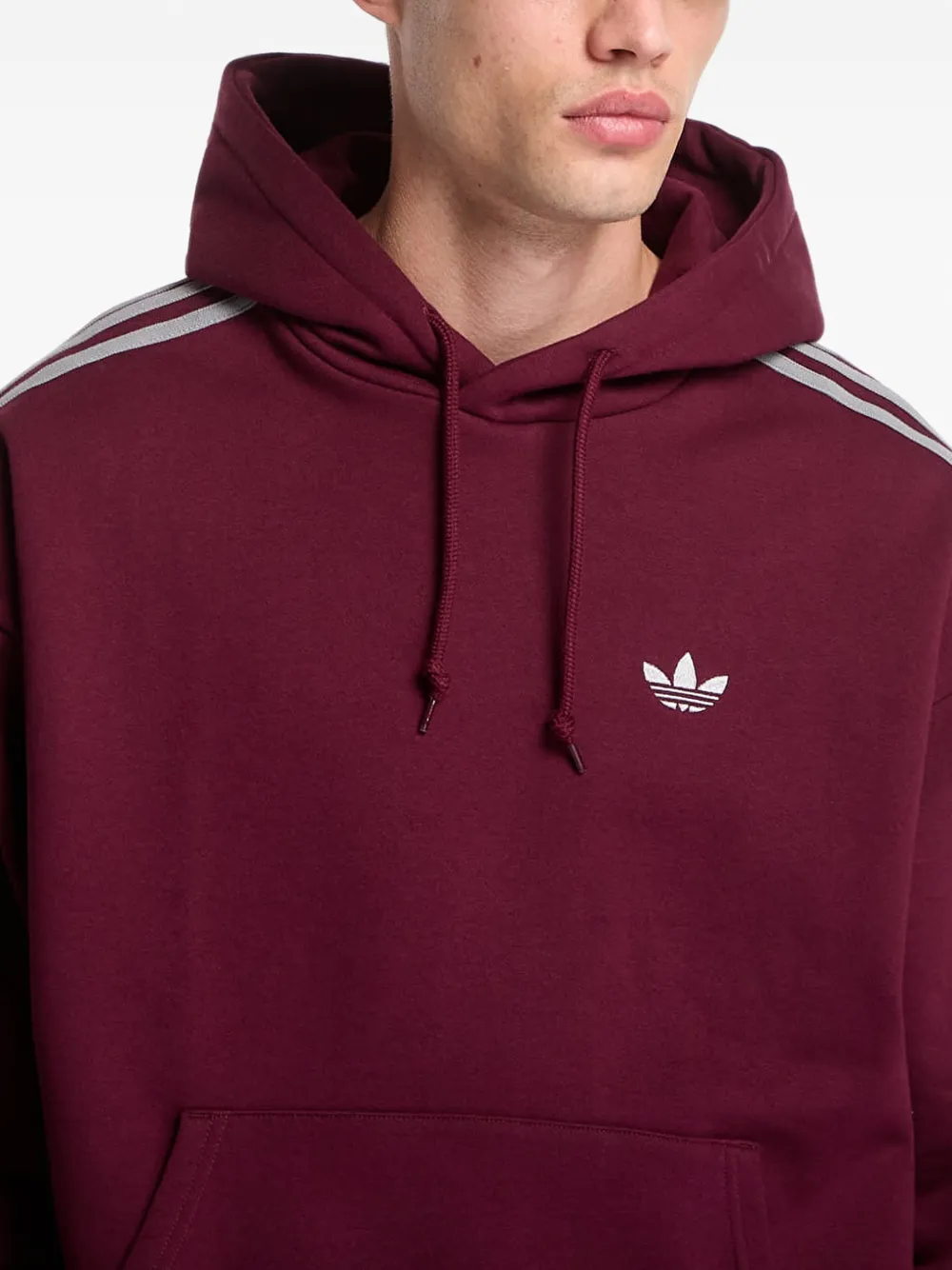 adidas Adicolor Classics 3-Stripes logo-embroidered hoodie Rood