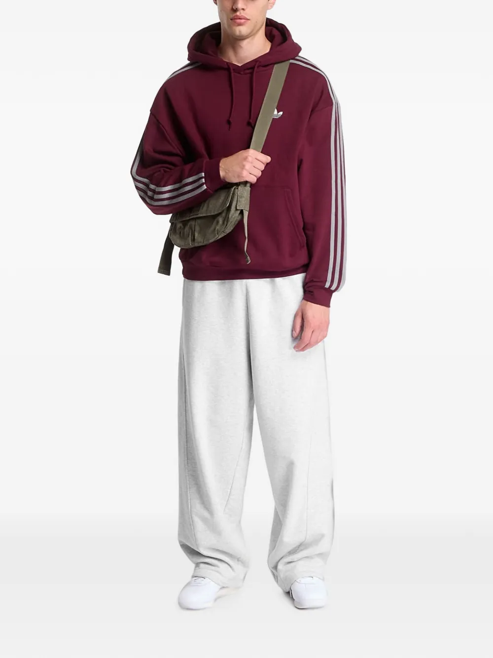 adidas Adicolor Classics 3-Stripes logo-embroidered hoodie Rood