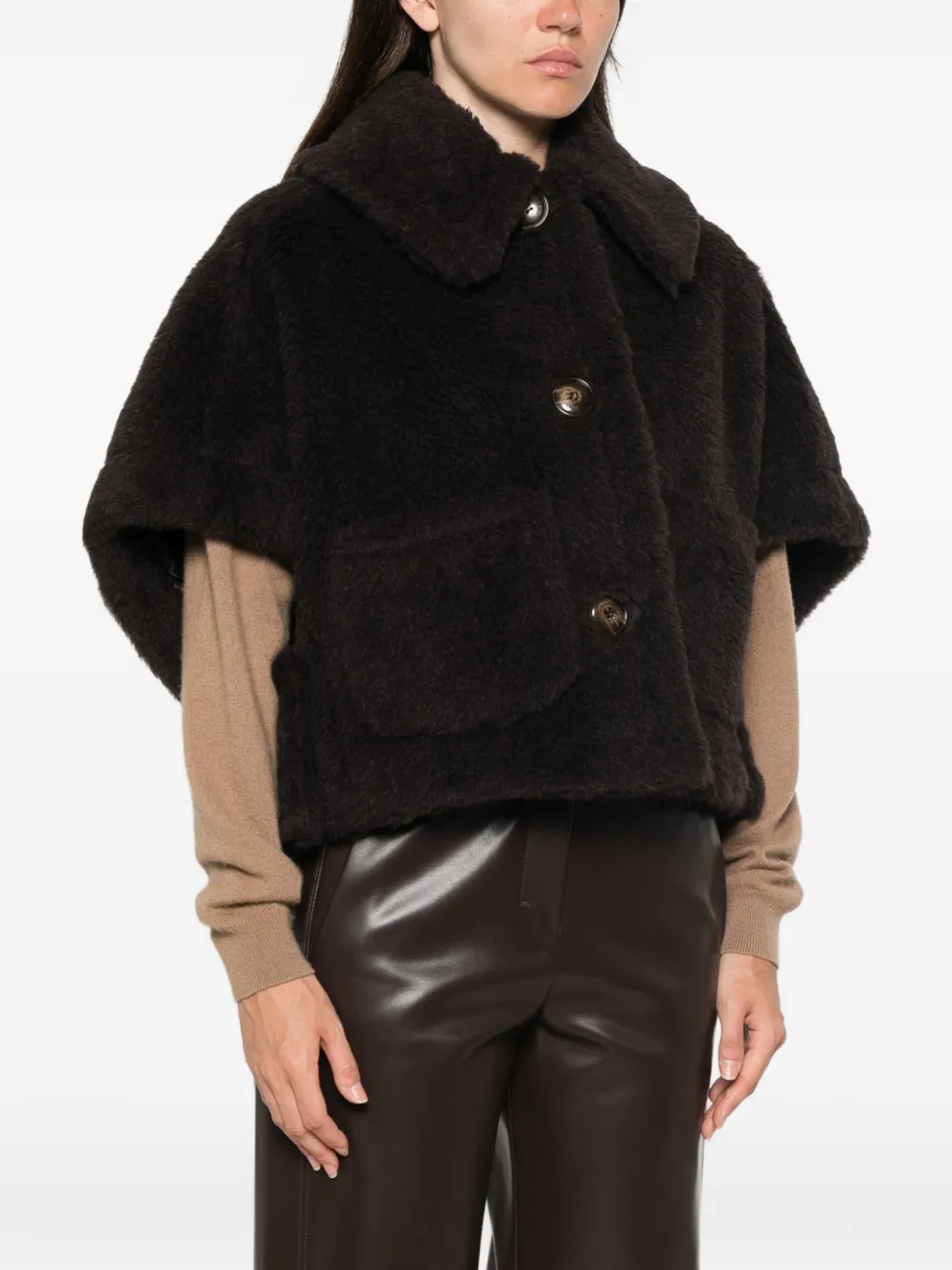 Max Mara Button-up cape Bruin