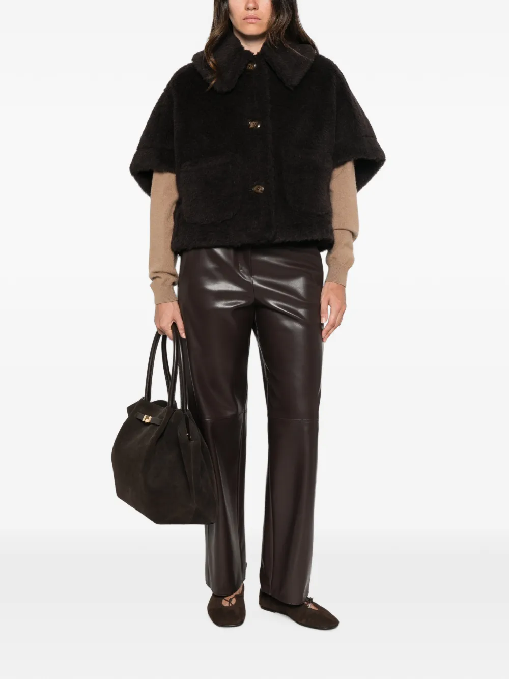 Max Mara Button-up cape Bruin