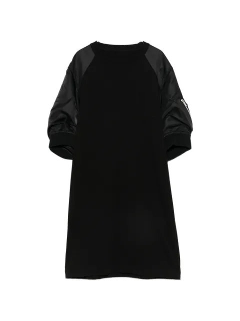 sacai satin-sleeve pocket-detail midi dress