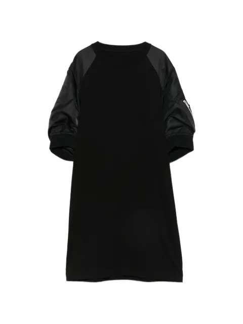 sacai satin-sleeve pocket-detail midi dress