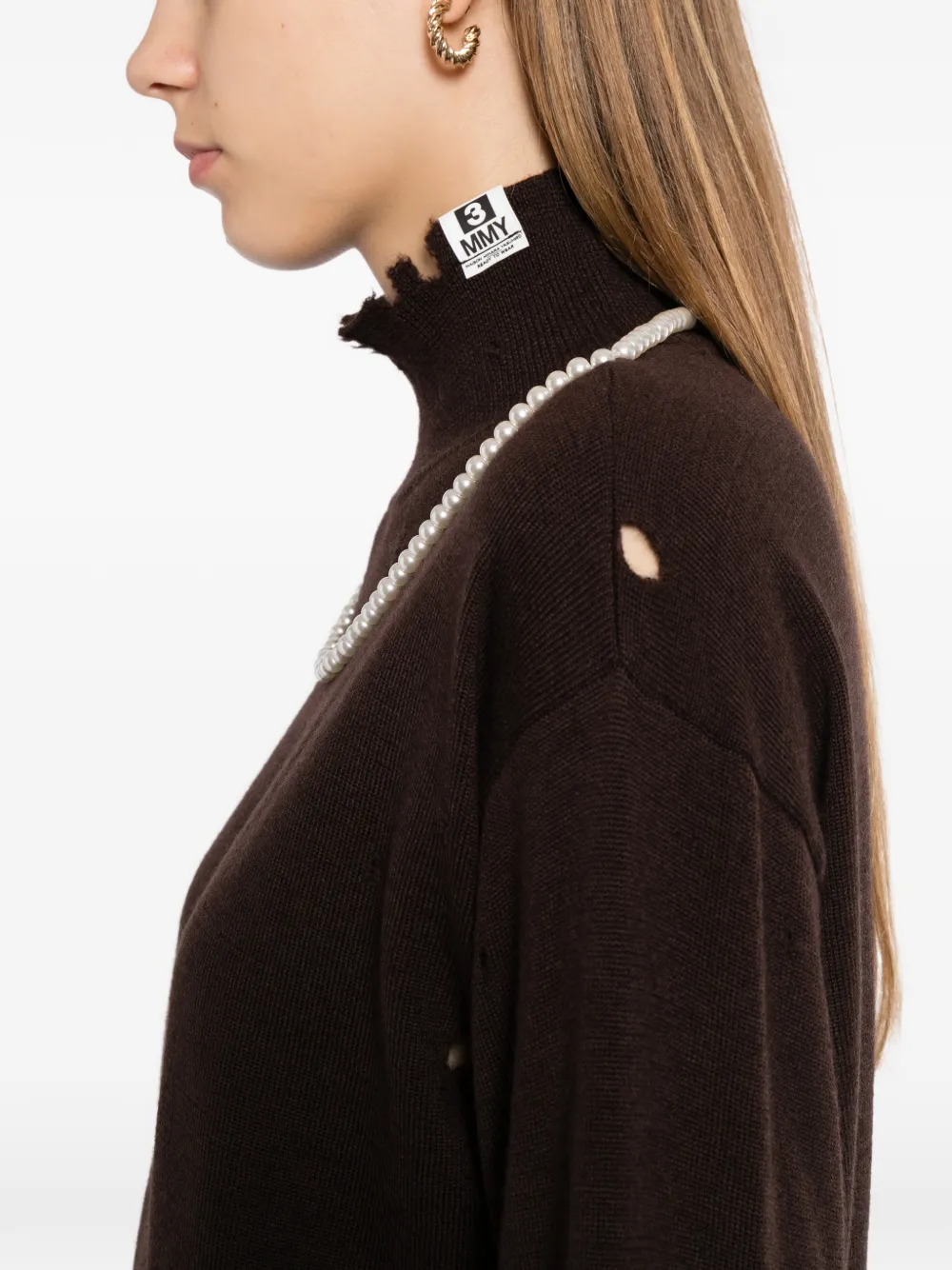 Maison MIHARA YASUHIRO pearl distressed sweater Bruin