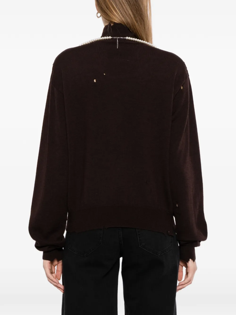 Maison MIHARA YASUHIRO pearl distressed sweater Bruin